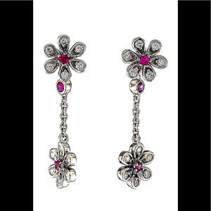 Demi Parue CONVERTIBLE 18k Earrings w/diamonds & Rubies,necklace listed separate